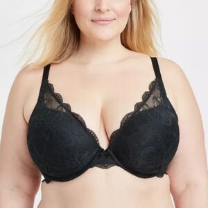 NWT Auden Black Lace Full-Coverage Bra with Adjustable Straps 46DDD